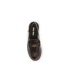 Miu Miu Brown Calf Leather Bos Taurus Slip-On Loafers
