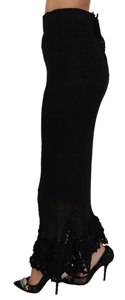 Dolce & Gabbana Black Knitted Cotton High Waist Mermaid Skirt